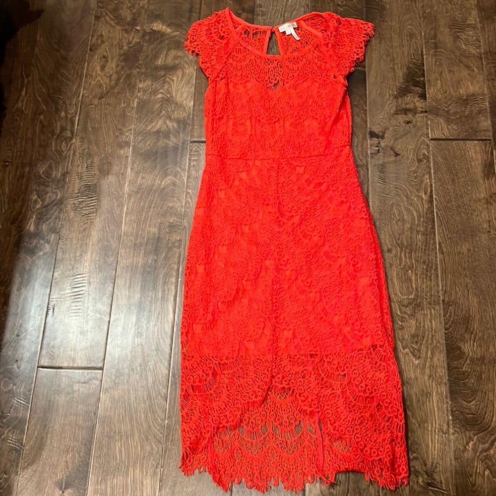 Orange cocktail dress, great for weddings!
